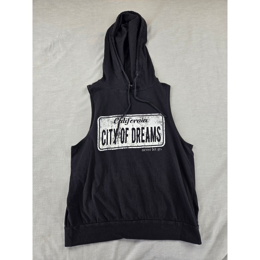 Purple Snow Women‎ Black California City of Dreams Sleeveless Hoodie Graphic Top